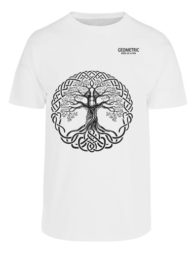 Playera Manga Corta Diseño Línea Geometric -árbol De La Vida