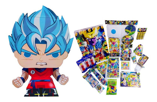 Dragon Ball Azul Pop En Piñata + Set Fiesta Decoración X 12