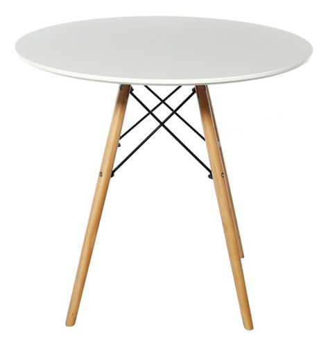 Mesa Redonda 80cm Viena Blanca Patas Madera Bighouse