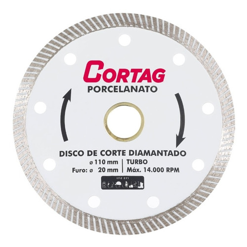 Disco Diamantado Porcelanato Turbo Fino 110mm X 20mm Cortag Cor Branco