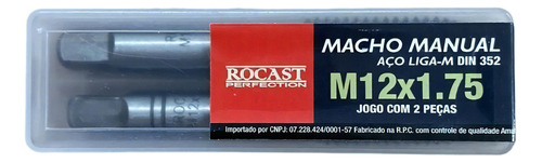 Jogo Macho Manual Aço Liga M12x1,75 Rocast