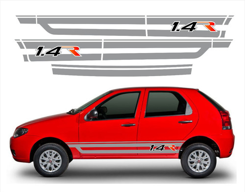 Kit Faixas Fiat Palio 1.4r Completo 4 Portas Vermelho
