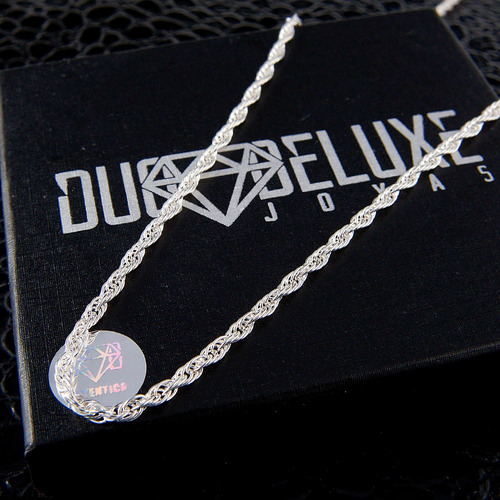 Cadena Hombre Torzal H 3mm-60cm Plataley.925 Duodeluxejoyas®