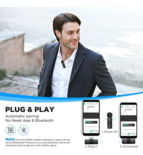 Boya By-v10 Micrófono Inalámbrico Lavalier Para Android Usb