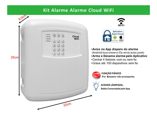 Kit Alarme Alard Max 4 Com Modulo Wifi Configurado Plug P2