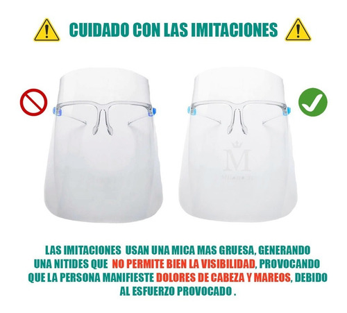 Careta Protectora Facial Lentes Certificado 1pz