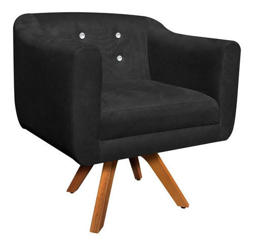 Kit Namoradeira E 2 Poltronas Giratória Julia Suede Preto