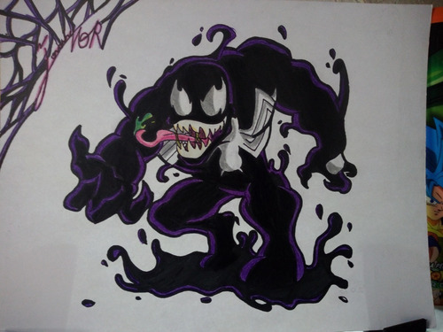 Dibujo Comic Tradicional Venom Y Ironman Chibi 2x1 Marvel