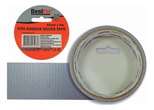 Fita Adesiva Silver Tape 45mm X 5m Super Resistente Cinza