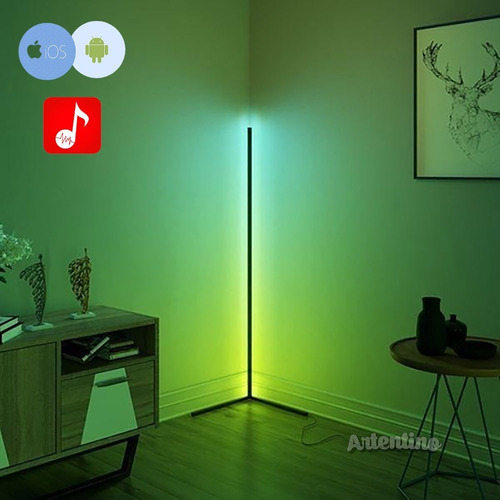 Imagen 4 de 10 de Lampara Pie Esquinero Led Rgb Minimalista Control App Gaming