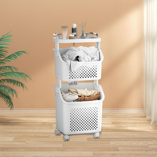 Cart De Lavandería Ropa De Cesta De Ropa Sucia De 2 Niveles