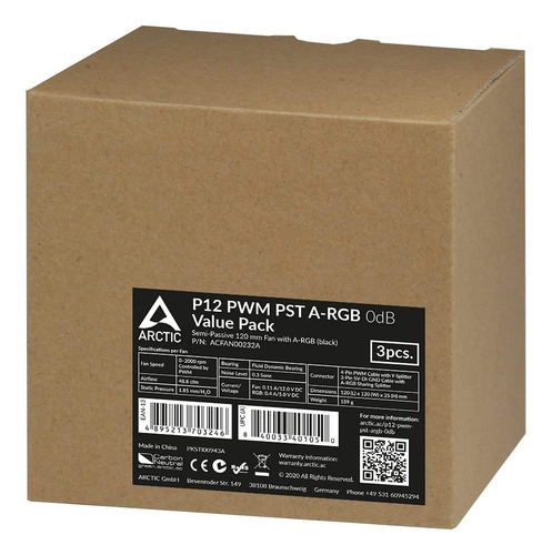 Ventilador De Capa Arctic P12 Pwm Pst A-rgb 120 Mm 2000 Rpm,