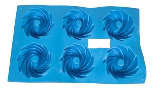 Molde De Silicona 6 Remolino Espiral Jabón Muffin Cocina Celeste Oscuro