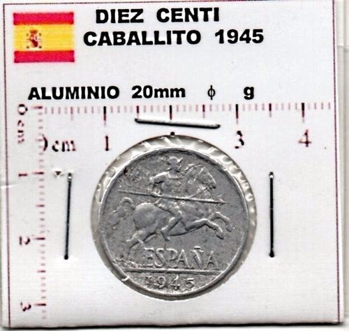 Monedas  España 1945  Caballito  5  Centimos   Aluminio Ef34