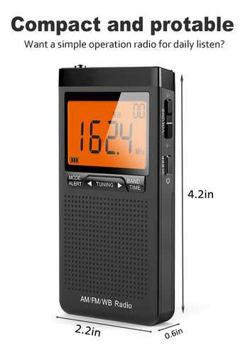 Radio Portátil Am Fm Sintonización Digital Mini Radio De