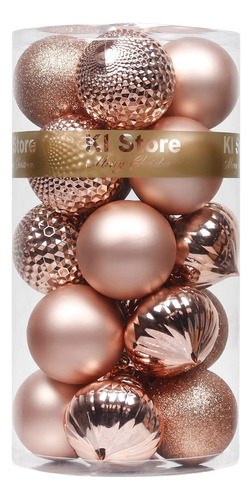 Bolas Navideñas Ki Store De Oro Rosa, 20 Piezas, Cristo De 3