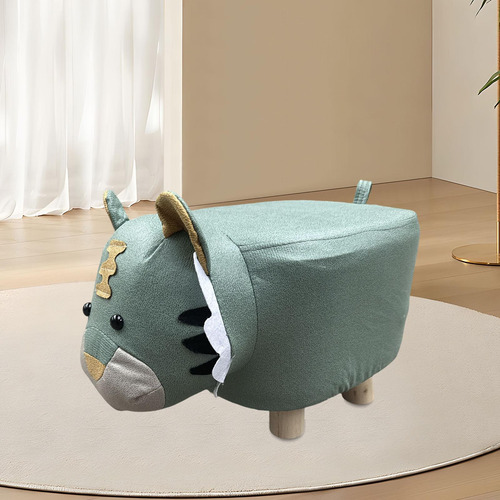 Taburete Otomano De Madera Para Sala De Estar, Asiento Azul
