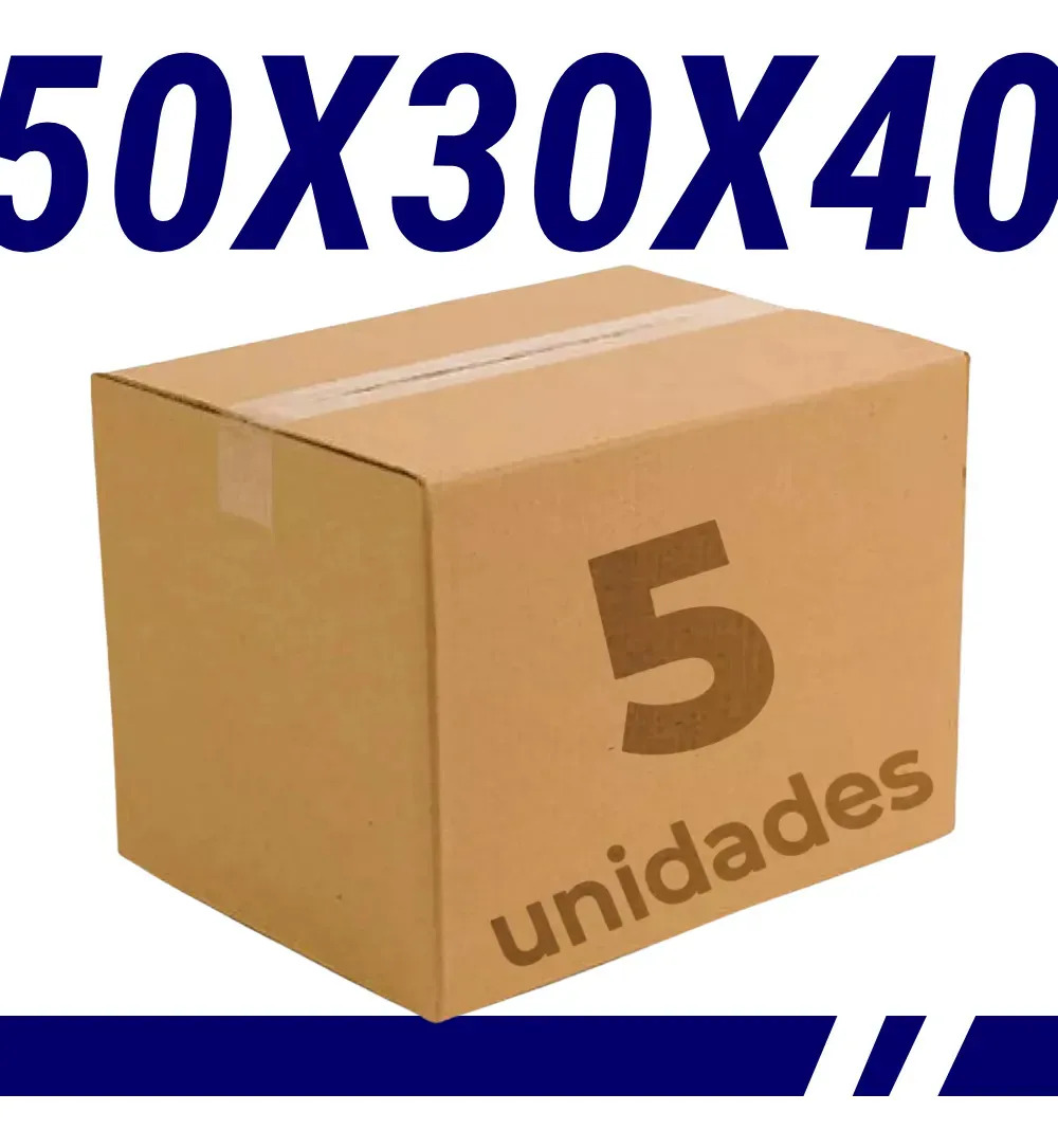 Caixa De Embalagem 50x30x40 Cm Kit 5 Unidades Grande Alta Para Mudanças e Armazenagens Envios Por Correio Sedex Pac Full Novas Fácil Montagem