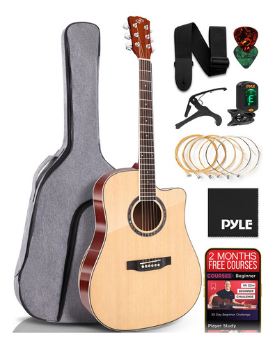 Pyle Kit De Guitarra Acústica De Tamaño Completo, Corte Drea