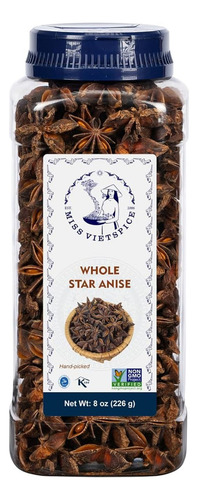 Miss Vietspice Anís Estrellado Entero 8 Oz, Anís Estrellado,