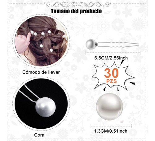 Horquilla Accesorios Dama Forma De U Para Pelo Boda De Flore Color Agua