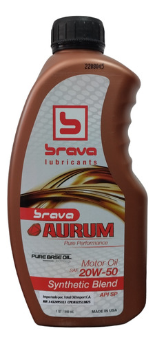 Aceite 20w-50 Semi Sintetico Brava Aurum