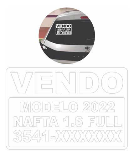 Calco Vendo Para Auto 30x20 Cm