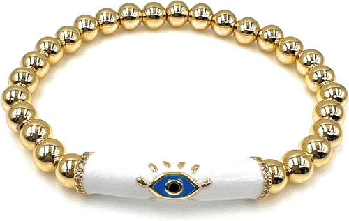 Leslie Boules Pulsera Ajustable Con Cuentas De Oro De 18 Qui