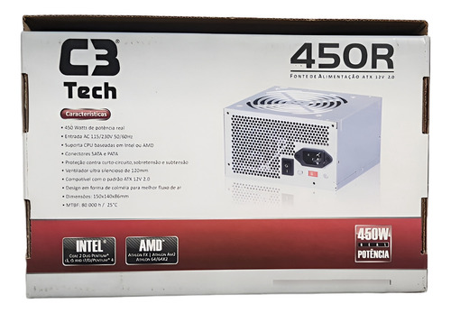 Fonte De Alimentação Para Pc C3tech Gpb-450s 450w - Sem Uso