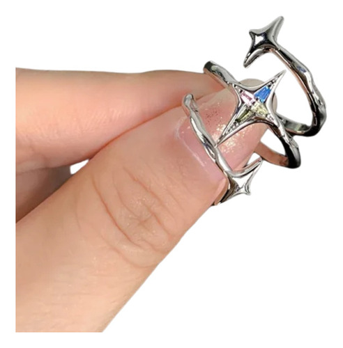 Anillo Estrellas Cruzada Irregular Ajustable Regalo Pareja