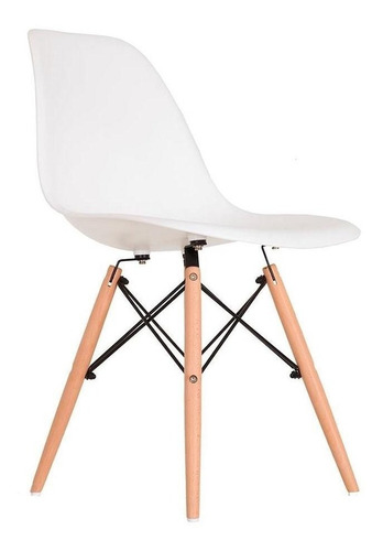 Silla de comedor Emporio Tiffany Eames DSW Madera, marco blanco, 1 unidad