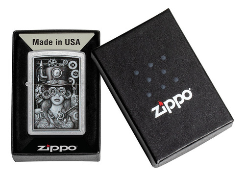 Encendedor Zippo Cromado Diseño Steampunk