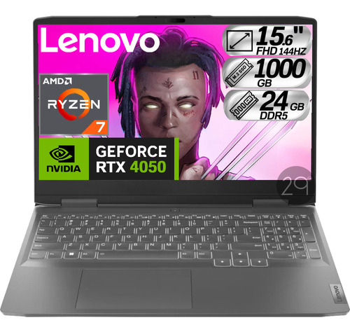 Portatil Lenovo Gamer Loq Ryzen 7 7840hs 24gb 1000gb Rtx4050