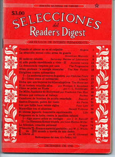 Revista Selecciones Del Reader´s Digest Nº25 Diciembre 1942