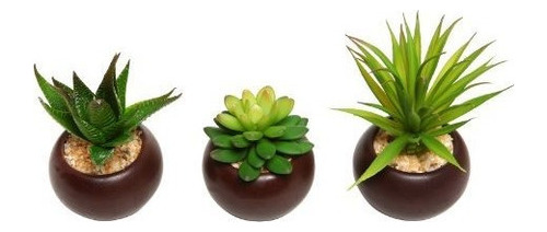 Plantas Mini Suculentas En Macetas Artificiales Set De 3