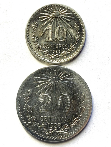 10 Y 20 Centavos 1928 Mo.