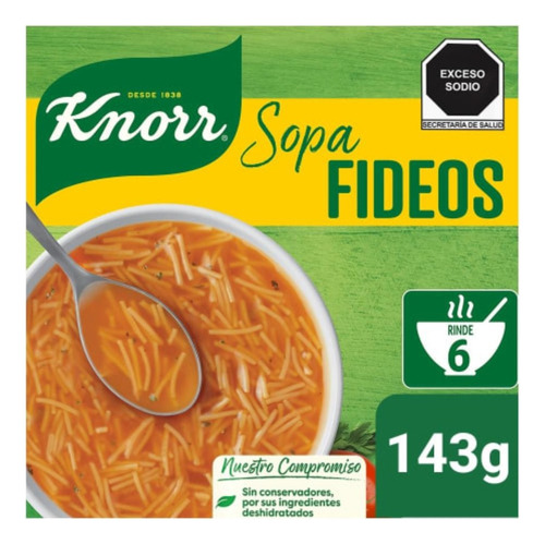 6 Pzas Sopa Knorr Fideos 143 G