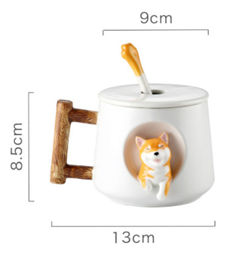 Taza De Cerámica Blanca Para Perros Con Tapa Y Cuchara