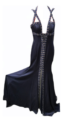 Vestido De Fiesta Terani Couture Mod Navy Talla 4 Color Azul