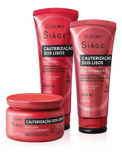 Kit Eudora Siáge Cauterização Dos Lisos Shampoo+cond+máscara