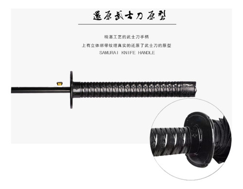 Sombrilla Katana Samurai Elegante Accesorio Sol Y Lluvia Color Negro Diseño de la tela Liso
