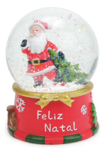 Globo Neve De Natal Noel Vermelho Branco Luz 2lr44 9cm 1 Un