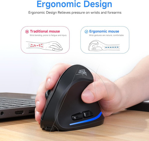 Ratón Inalámbrico Ergonómico Echtpower, Bluetooth Vertical M