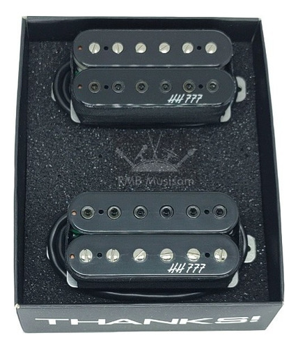 Kit Captadores Malagoli Hh777 Pretos Braço/ponte Guitarra