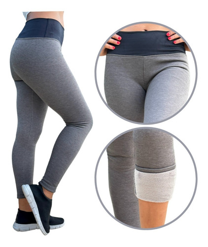 Imagen 2 de 10 de Calzas Termicas Con Piel Spandex Mujer Tiro Medio Invierno