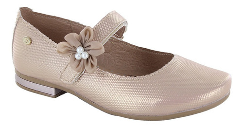 Zapatos Para Niña Con Flor En Color Oro Rosa T16-17 Coqueta