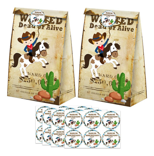 Cowboy Goodie Bags-24 Pcs Wild West Cowboy Party Favors Cand