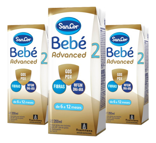 Sancor Advance Leche Fórmula 2 Líquida Brick 200ml X90un