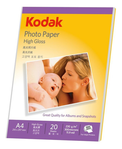 Papel Fotografico Kodak Brillo Premium 230grs A4