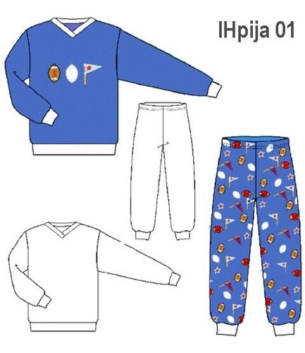 Molde, Patrón Pijama Niño Con Cuello  V .